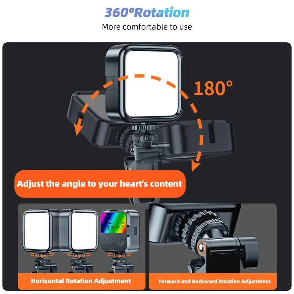 New Portable LED Selfie Light Rechargeable Mini Clip Ring Flash RGB Three-color Video Light Outdoor