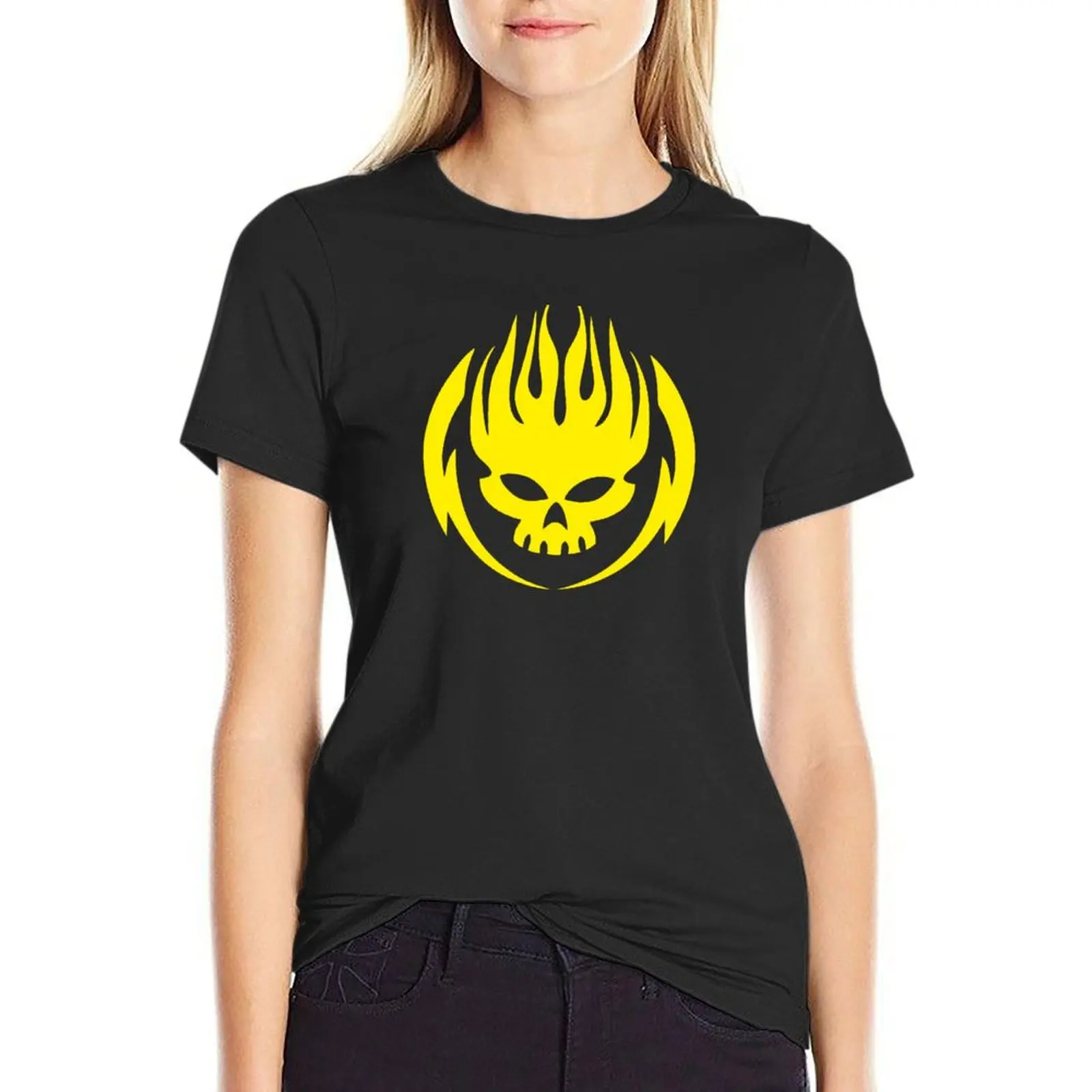 The Fire Yellow Skeleton T-Shirt tops customs design your own sports fans t-shirts for Women graphic tees funny