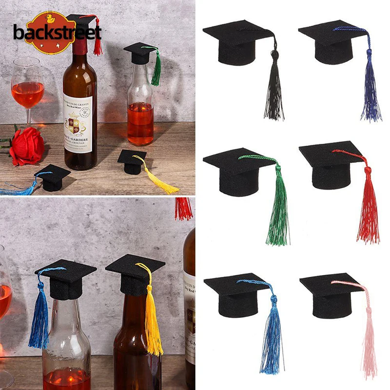 1Pc Graduation Hat Mini Doctoral Cap W/Tassel Cake Decor Bottle Doll Dollhouse Mini Graduation Hat Doctoral Cap Doll Decor