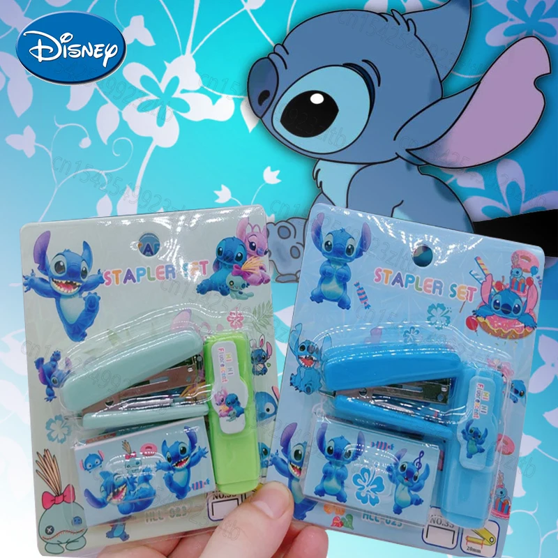 

2024 New Disney Stitch Mini Stapler with Highlighter Set Cartoon Portable Student Stationery Office Supplies Learning Tools Gift