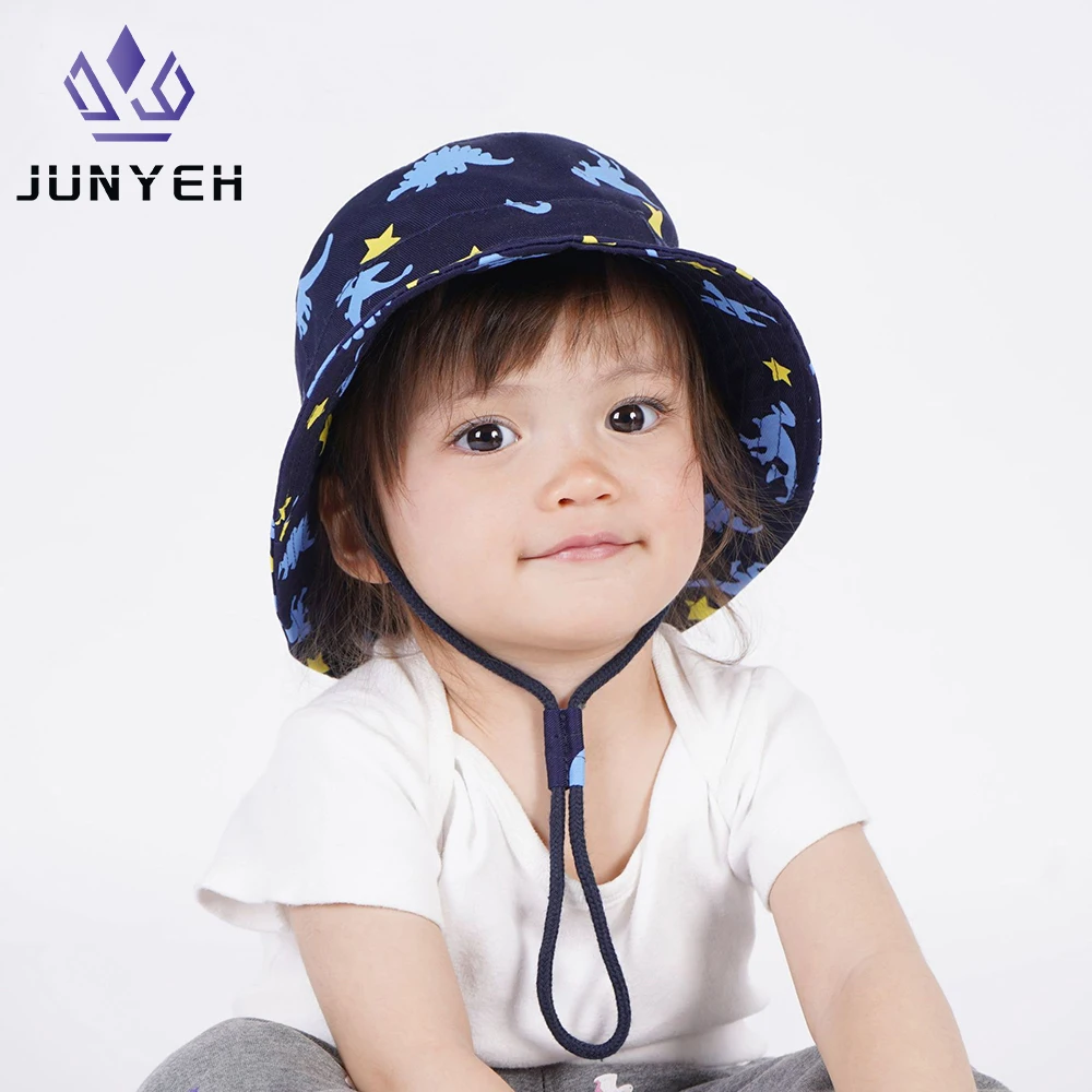 Cartoon Dinosaur Baby Bucket Hat Summer Outdoor Kids Boy Girl Sun Hats Anti-UV Children Panama Fisherman Beach Cap 0-12 Years