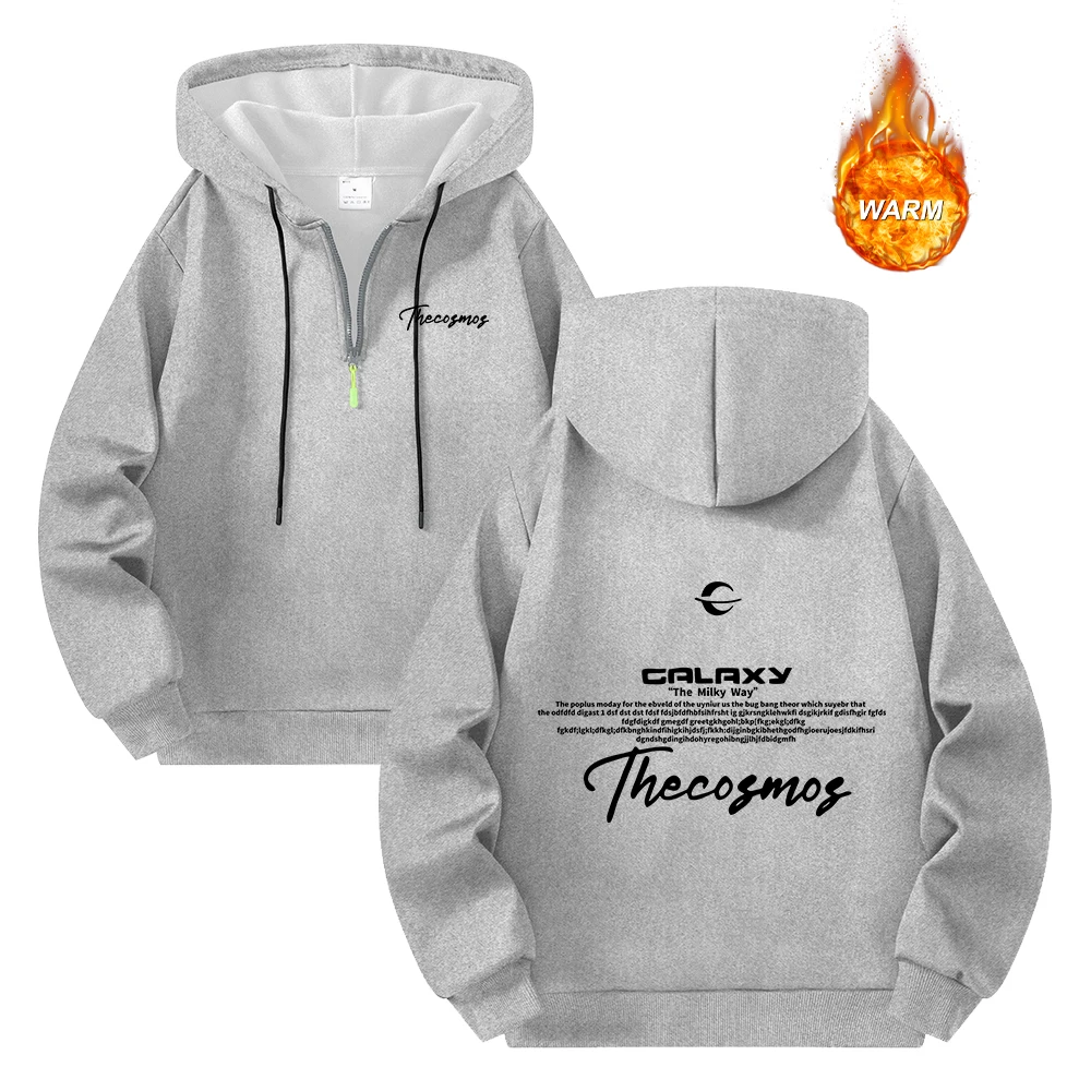 Men's Half Zip Hoodies Creative Print Thickened Warm Autumn Pullover Sweatshirt Street Style Casual Everyday Commute Wear