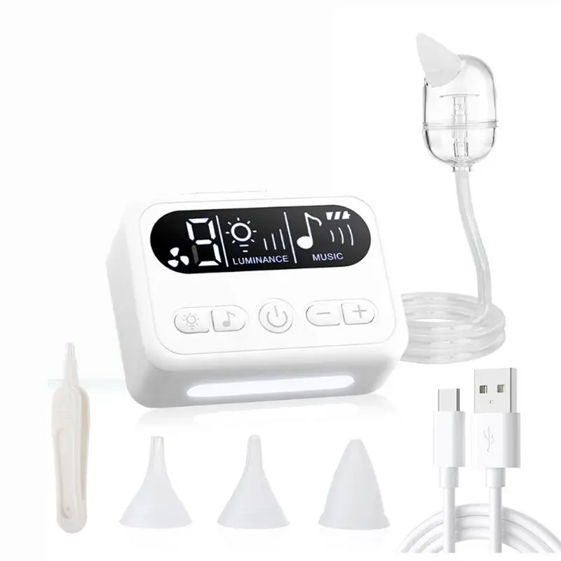 WOTT-Electric Baby Nasal Aspirator Nose Suction Cleaner Built-In Music Night Light Infants Babies Food Grade Silicone