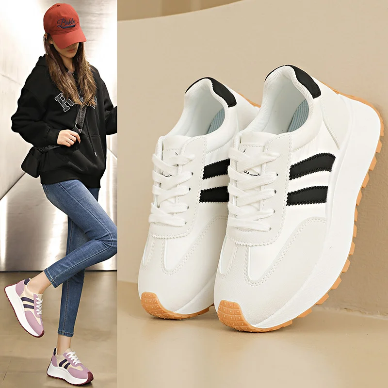 

Women's Summer Casual Sneakers Thick Sole Breathable Air Holes Rounded Toe for All-Day Comfort