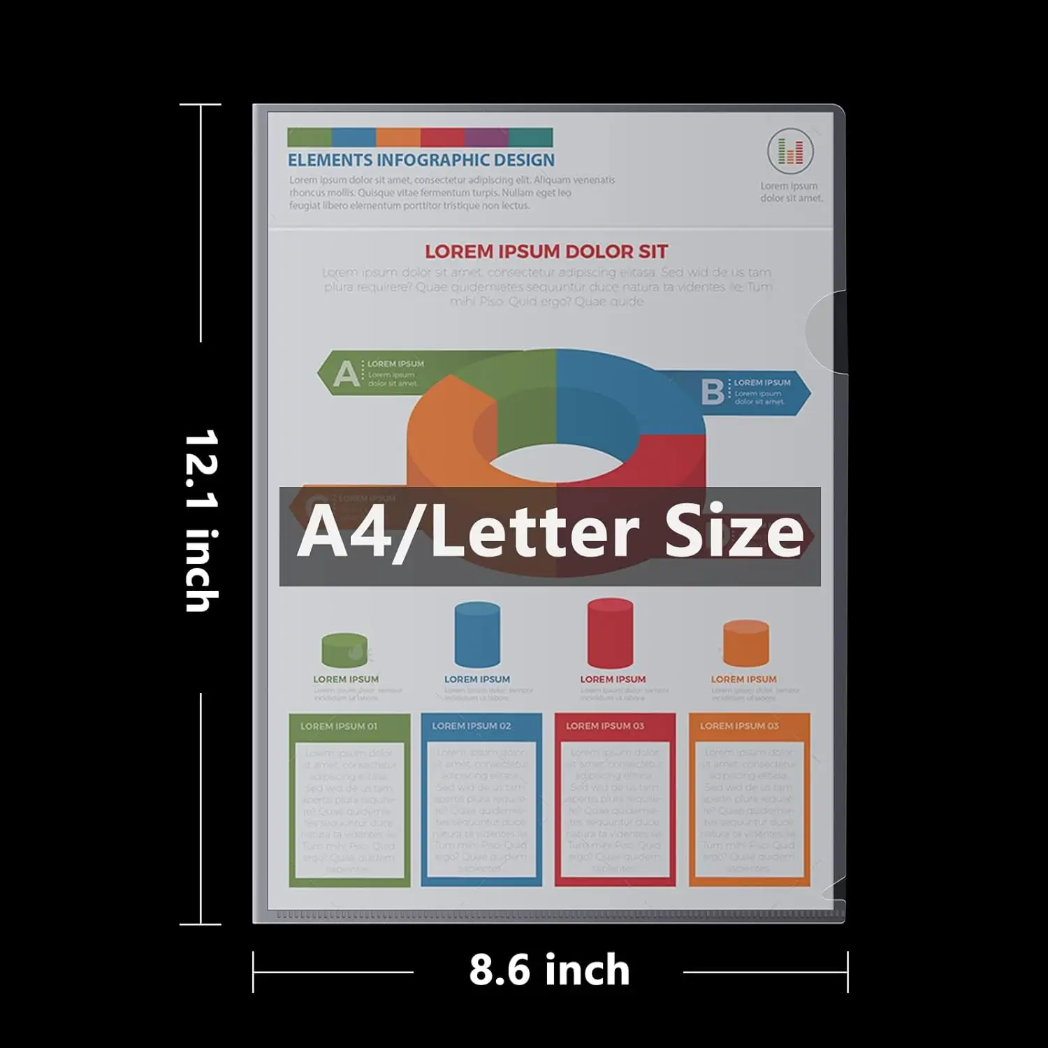12 Paket Map File Transparan - Ukuran A4/Letter, Kantong Plastik Kertas Tipe-L, Ideal untuk Perlengkapan Sekolah dan Kantor