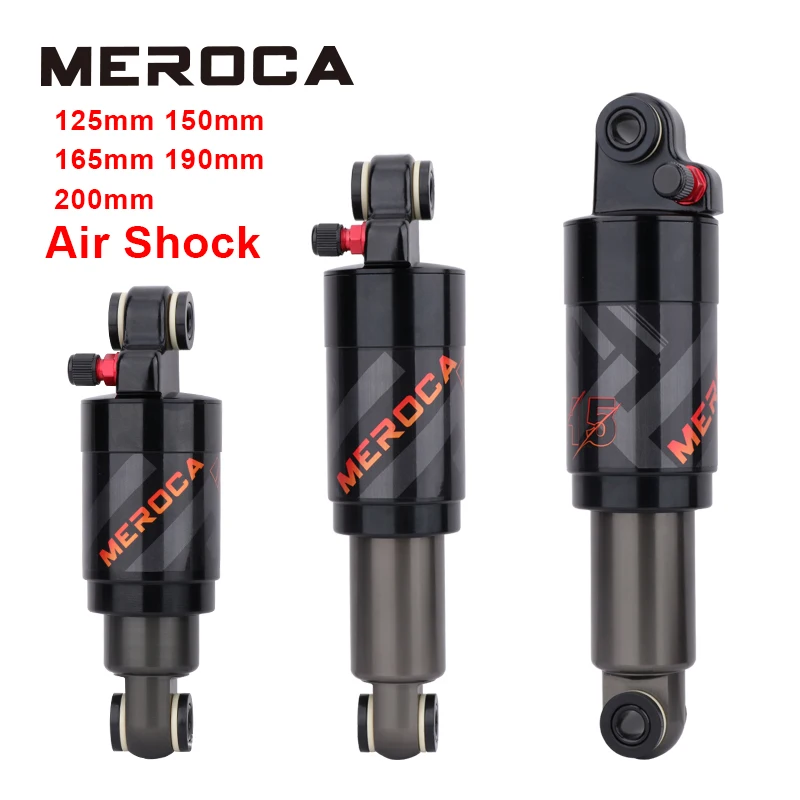 MEROCA Bicycle Air Rear Shock 125mm/150mm/165mm/190mm/200mm Alloy MTB Scooter Folding Bike Shock Absorber Cycling Accessories