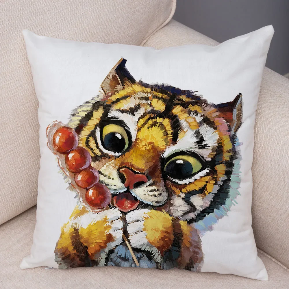 

Cute Cartoon Pet Animal Print Pattern Pillowcase Squirrel Panda Pillowcase Home Sofa Bed Decorative Pillowcase