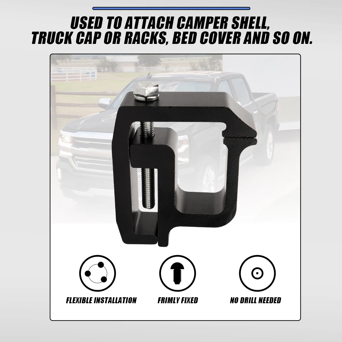 Mount Clamp for Truck Caps Topper Camper Shell Cover G-Type Mounting Fixture Clip for Silverado Sierra Dakota F150 Titan Tundra