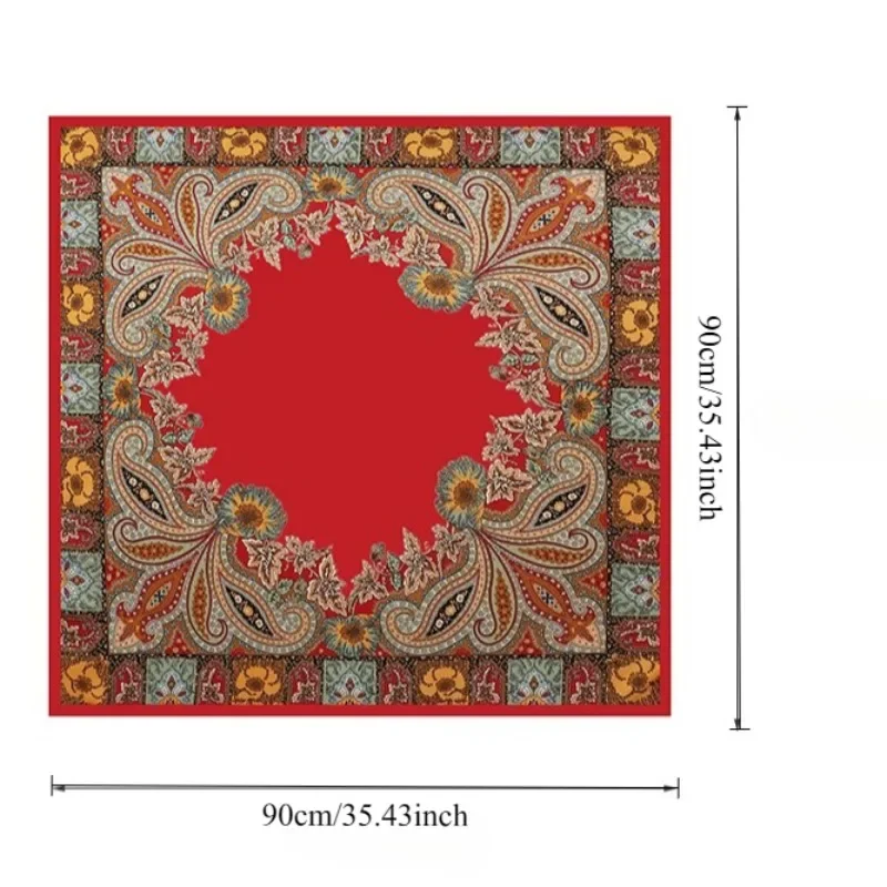 Classic Cashew Pattern Imitation Silk Square Scarf European American Trend Versatile Womens Head Bag Scarf