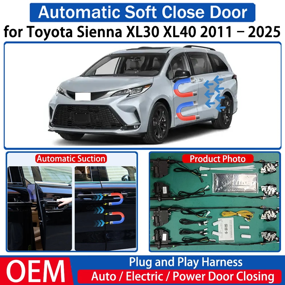 for Toyota Sienna XL30 XL40 2011–2025 Car Automatic Soft Close Door Electric Suction Kit Auto Power Closing System Plug and
