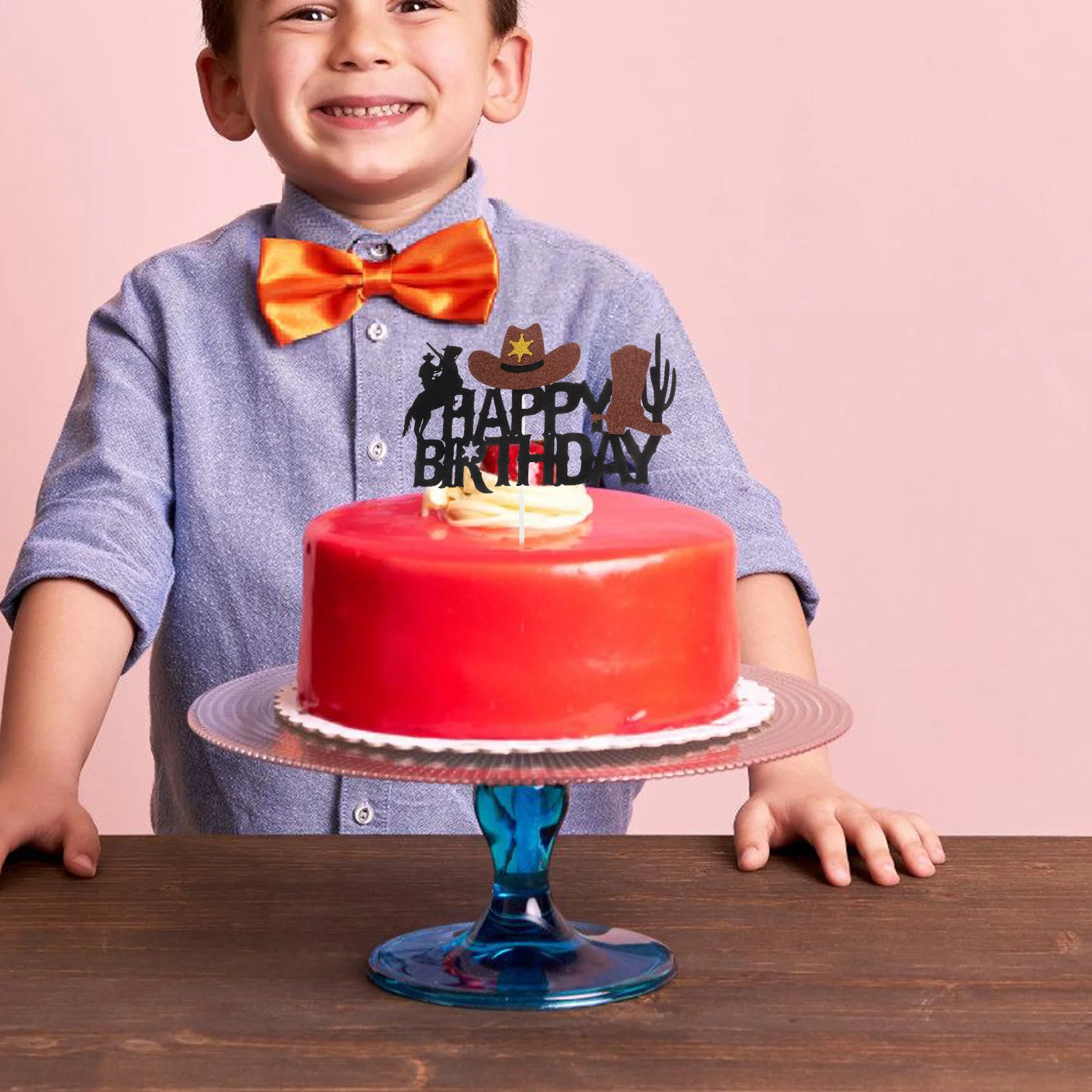 

5Pcs Western Cowboy Cake Decorations Birthday Party Cake Toppers Cupcake Picks Cowboy Theme Party Supplies Cupcake Topper