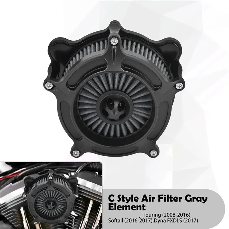 Motorcycle Air Filter For Touring 2008-2016 Dyna FXDLS 2017 Softail 16-17- Gray Air Cleaner Intake Filter-N30R
