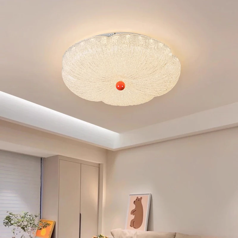 

French Romantic Bedroom Flower Ceiling Lamps LED Crystal Sand Flower Lamp Modern Warm Living Room Aisle Corridor Ceiling Lights