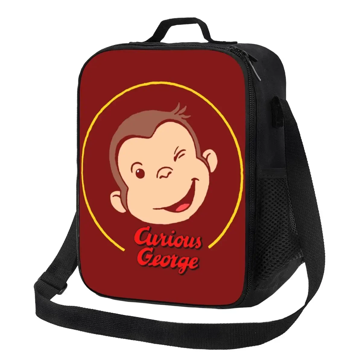 

Curious George Manga Monkey Face Portable Lunch Boxes Leakproof Thermal Cooler Food Insulated Lunch Bag School Children Student