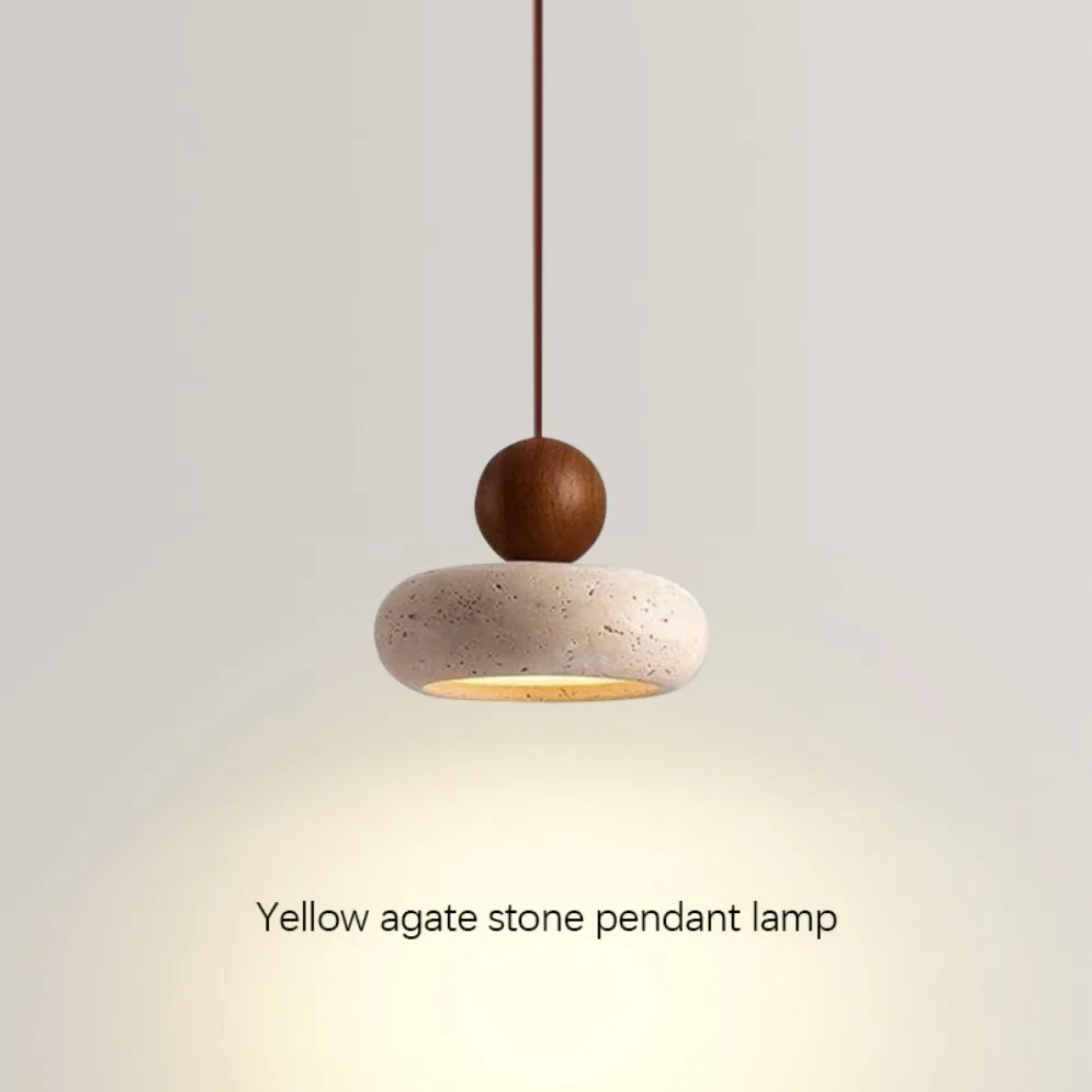 

Modern Travertine Pendant Light Wabi Sabi Yellow Cave Stone Pendant Lamp For Dining Room Restaurant Kitchen for chandelier