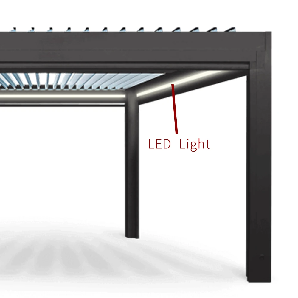 Factory Wholesale Modern Outdoor Bioclimatic Garden Aluminium Louvered motorized pergolas customized size Drainage system