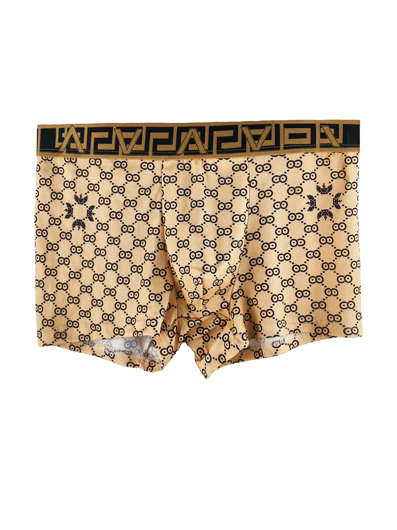 Men's 4-Piece Polyester Boxer Briefs Set - Luxury Geometric & Monogram Patterned, Multi-Color Assortment Underwear
