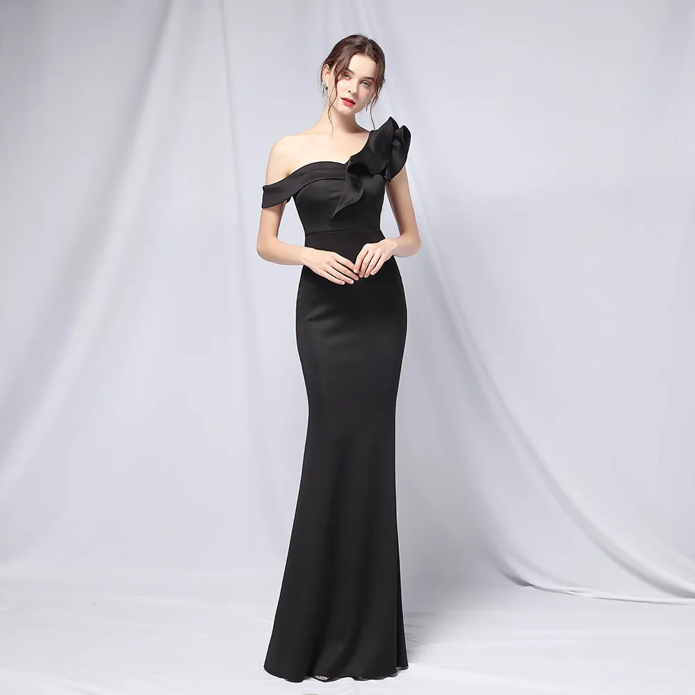 

DSP Elegant Mermaid One Shoulder Prom Dresses Long Women's Satin Dress Gala Gowns Formal Evening Party Dresses Robe De Soiree