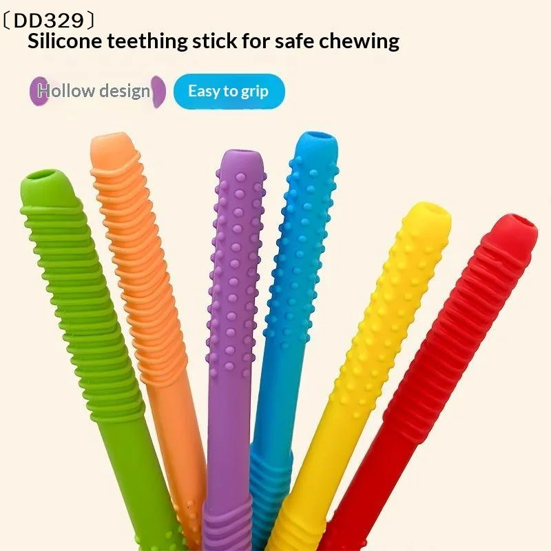 Kid Chewing Tube Speech Therapy Teeth Massager Hollow Molar Straw Baby Teether Handle Oral Muscle Training Teething〔DD329〕