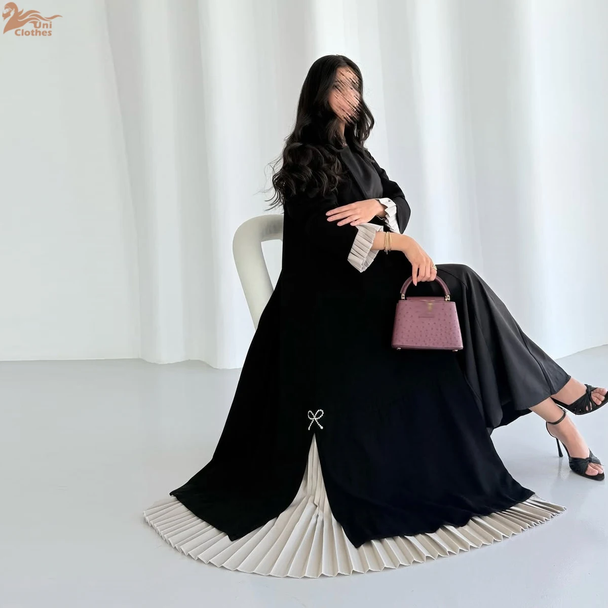 

Dubai Fashion Open Abaya Dress Flared Sleeve Ramadan Muslim Women Modest Cardigan Islamic Holiday Outfit New Turkey Black Robe