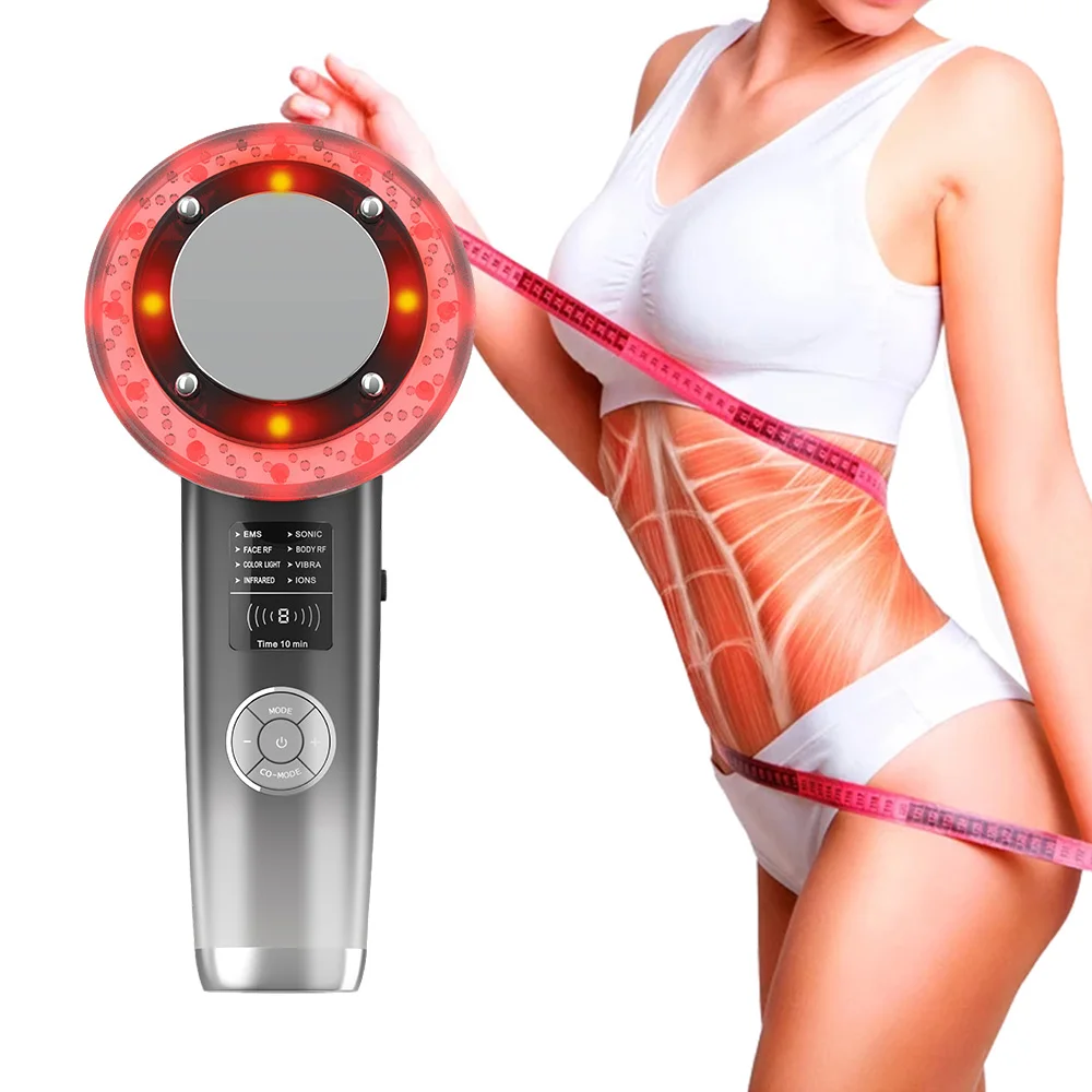 8 IN 1 Ultrasound Cavitation Body Slimming Massager EMS Fat Burner RF Infrared Therapy Facial Lifting Weight Loss Beauty Machine