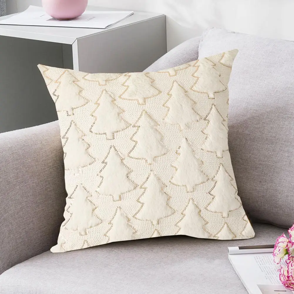 

Christmas Pillow Cover Sequin Christmas Tree Throw Pillowcase with Hidden Zipper Closure for Bedroom Room Sofa Festive New Year