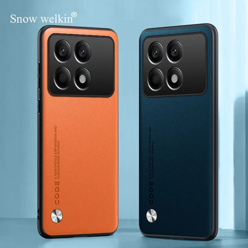 For Poco X6 Pro Luxury PU Leather Shockproof Silicone Case Cover For Xiaomi Poco X6 Pro Back Phone Case Cover Coque