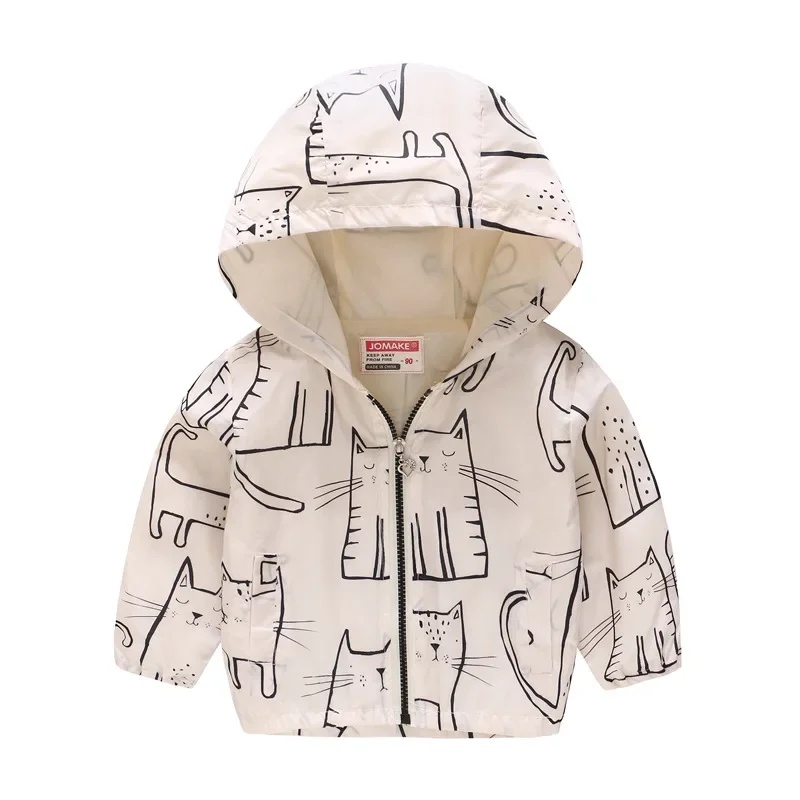 Baby Boy Clothes Girls Jackets Children\'s Clothing Hooded Zipper Windbreaker Fashion Print Coats Infant Waterproof Hoodies Coat