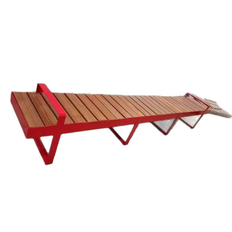 

Park Chair, Outdoor Bench Antiseptic Wood Bench Stainless Steel Outdoor Seat