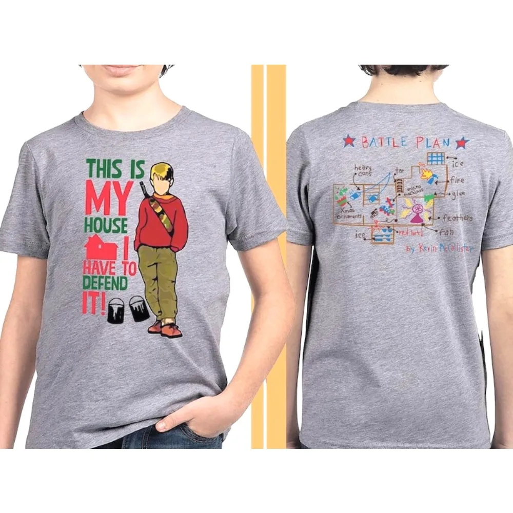 كيفن معركة خطة عيد الميلاد البلوز مضحك المنزل وحده الفيلم التي شيرت الأفلام الكلاسيكية عاشق الرجال النساء عادية المحملة دوبلكس الطباعة T