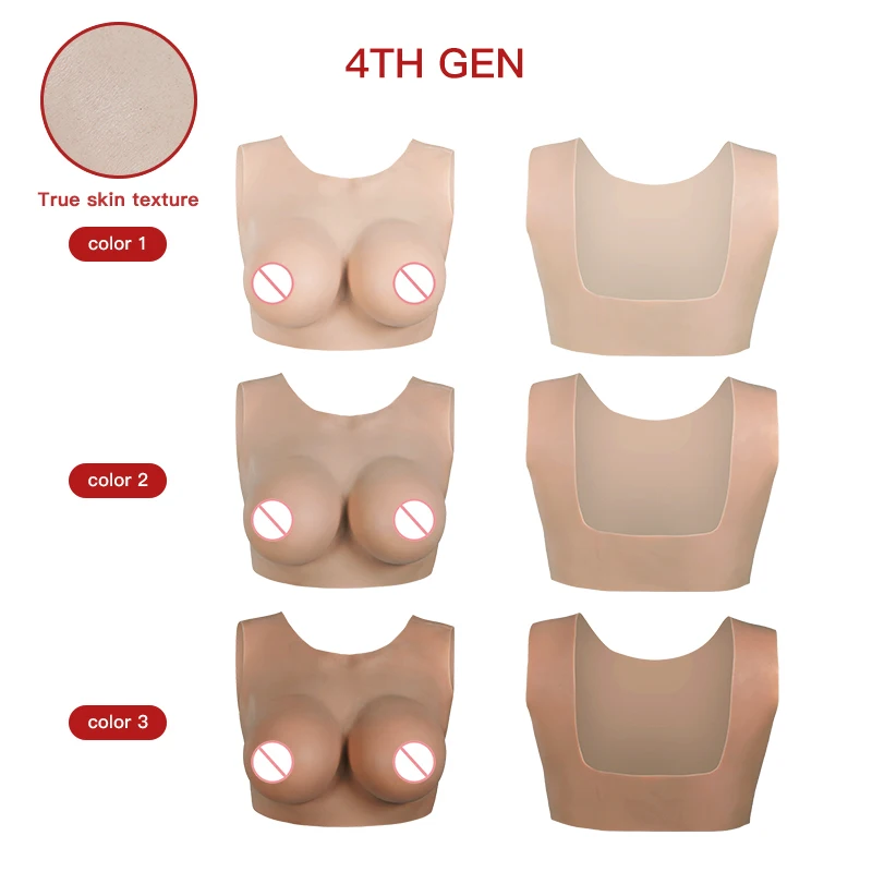 KOOMIHO Summer breathable Silicone Breast Forms Vest Crossdresser BCDEG Cup Fake Boobs Drag Queen Shemale Transgender Cosplay
