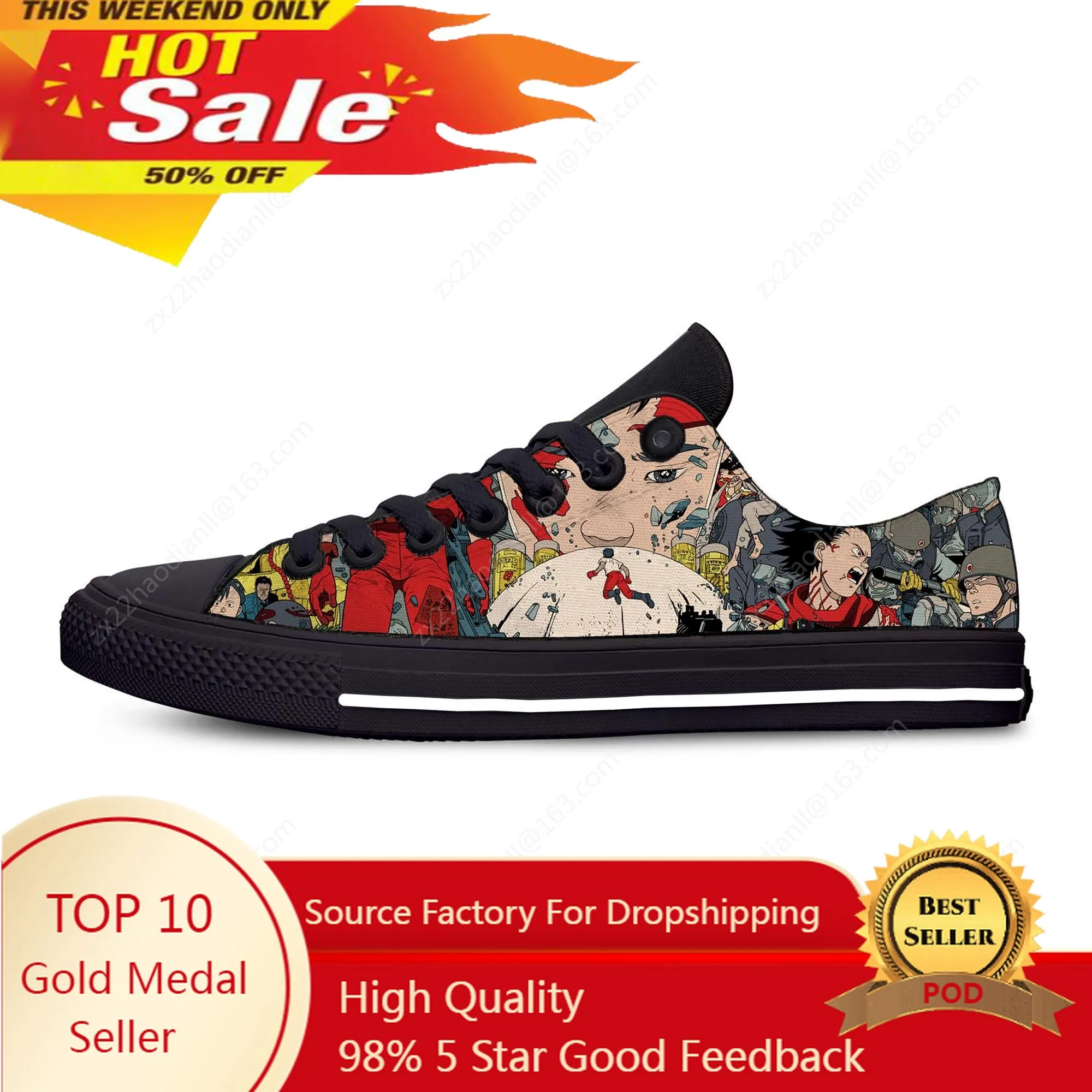 

Anime Akira 1988 Low Top Sneakers Mens Womens Teenager Casual Shoes Canvas Running Shoes 3D Printed Breathable Lightweight shoe