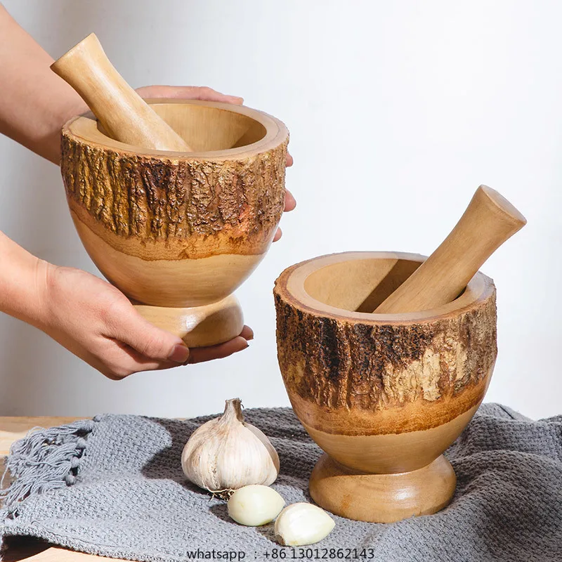 

Wooden garlic masher Manual grinder
