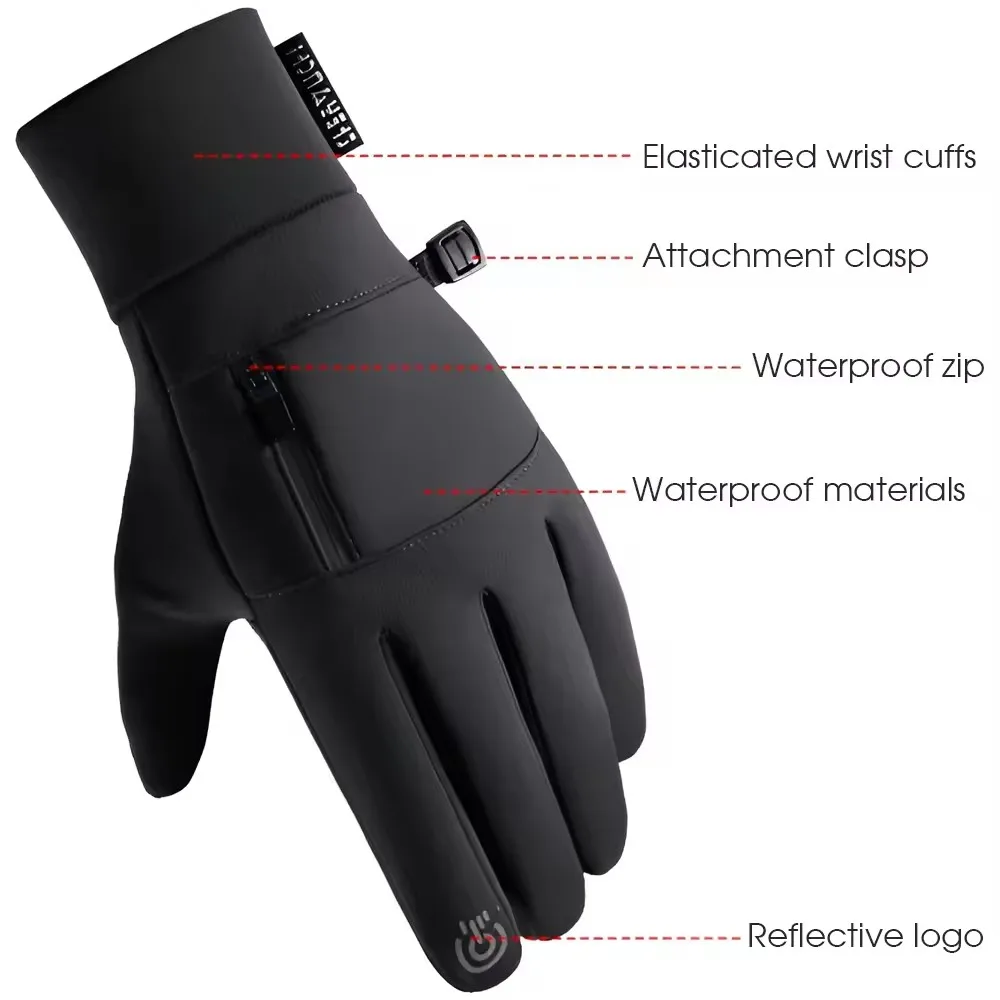 Cycling Gloves Touch Screen Motorcycle Gloves Outdoor Scooter Windproof Waterproof Sports Riding Ski Gloves Warm Running Gloves