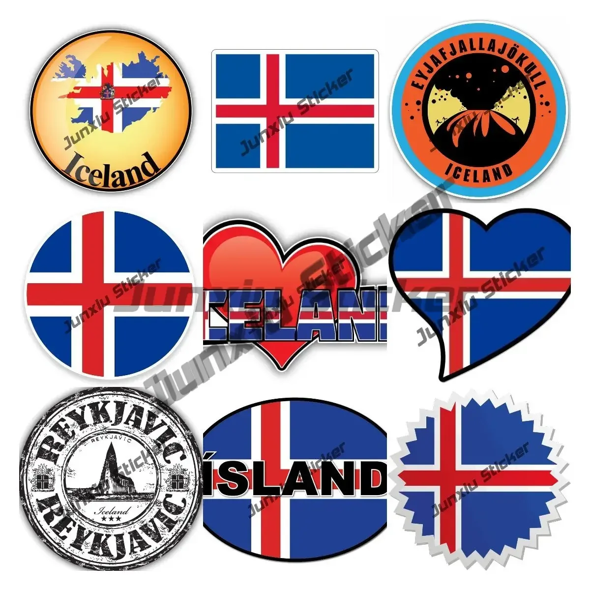 

Iceland Decal Icelandic Coat of Arms Sticker Country Shield Flag Cover Scratches Vinyl Decor Stickers for Cars Window Bumper