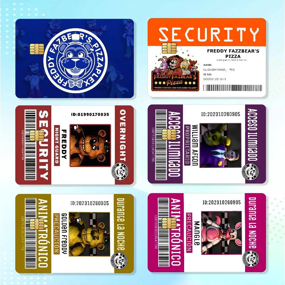 Game Credit Skin Cover Card Stickers 4PCS Film Bus Pass Front Decoration Bank Debit Waterproof F-Five Nights At F-Freddys