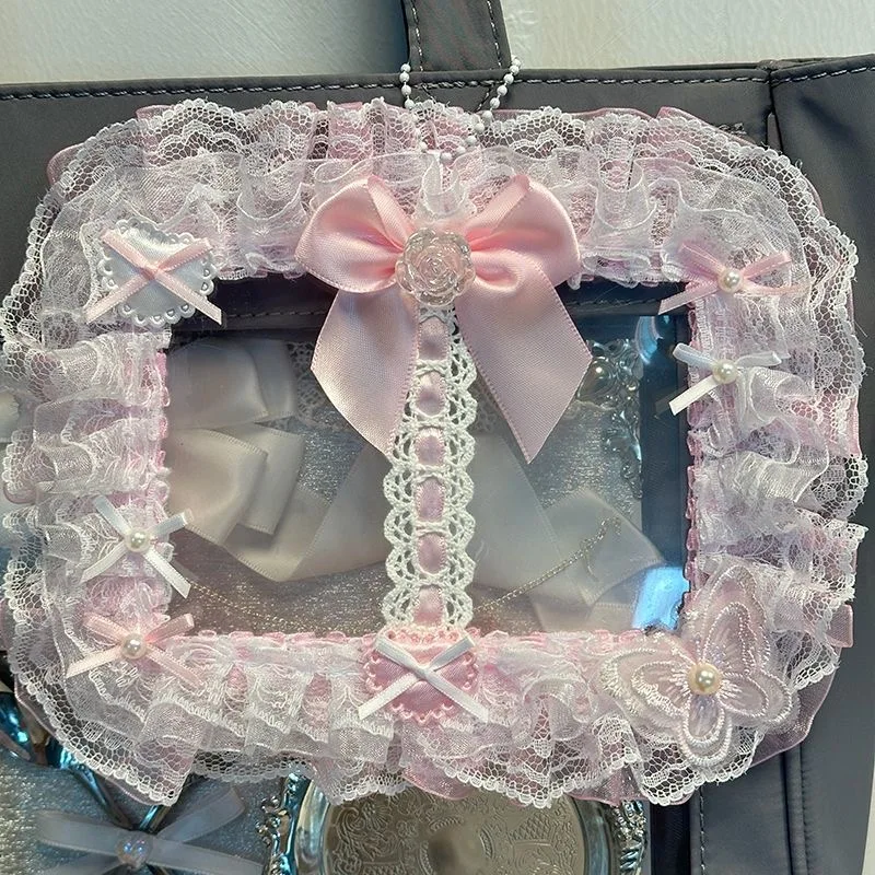 bag pendant lolita cosplay accessories double card holder idol photo display itabag accessories bow lace y2k things