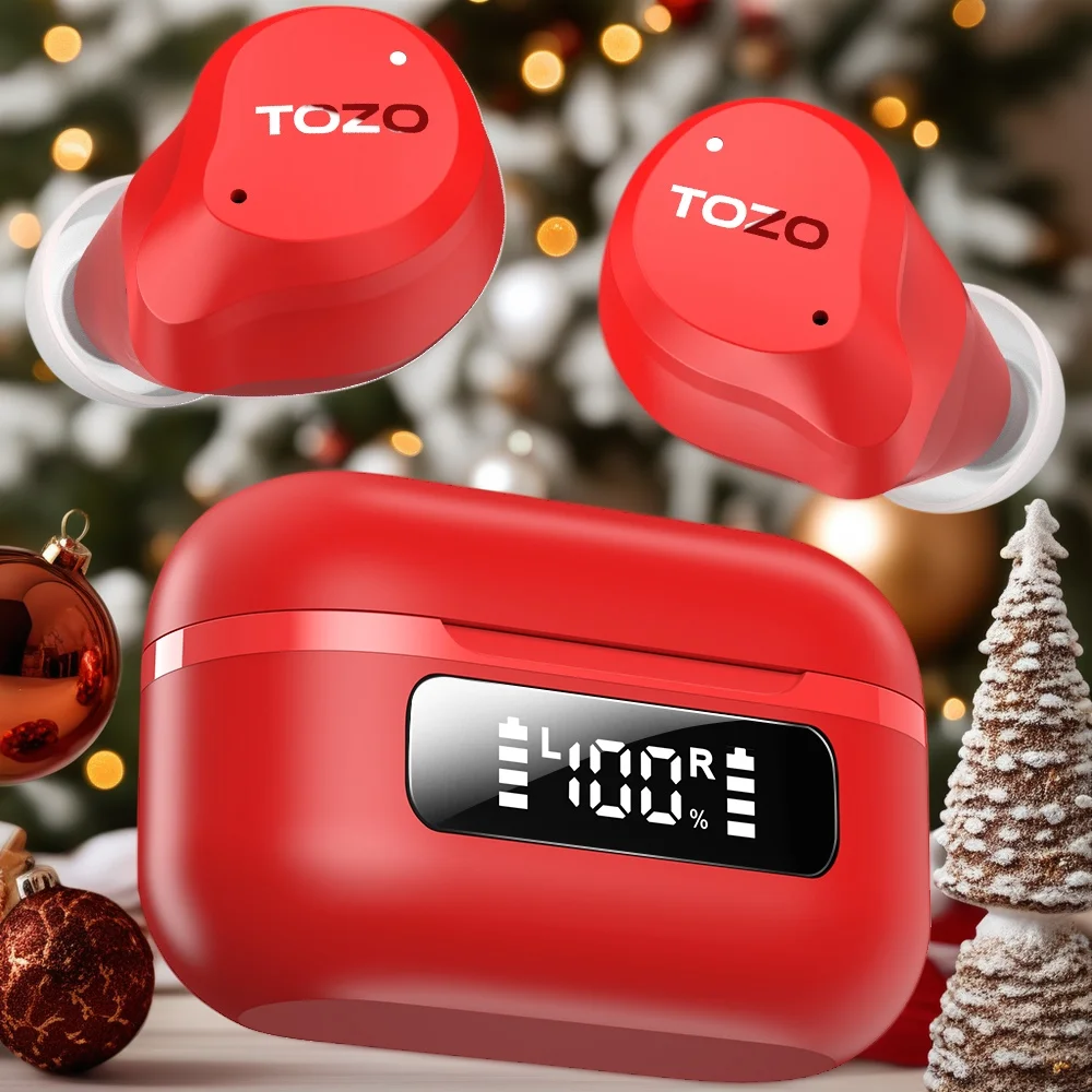 TOZO New Bluetooth Headphones True Wireless Earbuds ANC Noise Canceling In-ear Buds Built-in 6 Mic Digital Display Waterproof