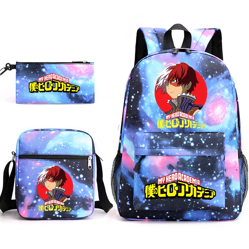 My Hero Academia borsa da scuola per studenti anime set da 3 pezzi zaino per bambini astuccio per matite borsa a tracolla set back to school gift