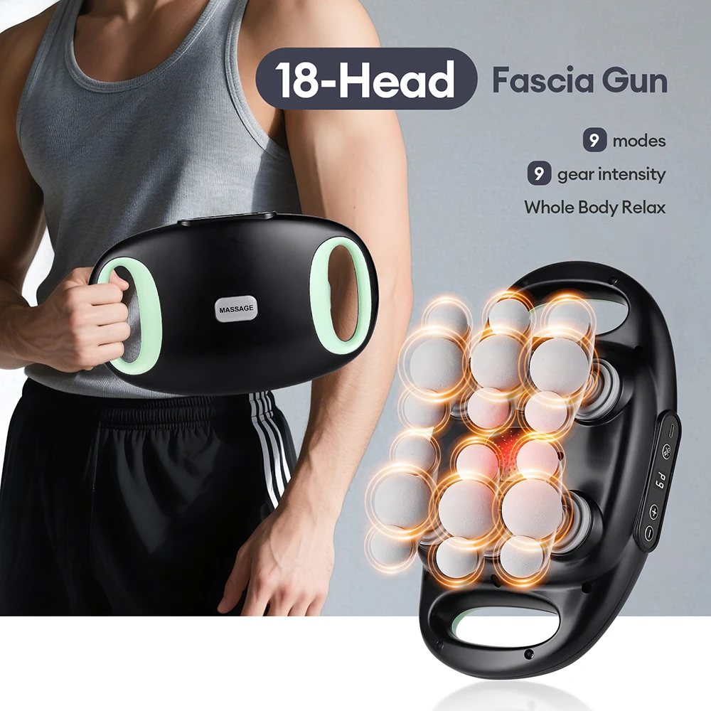 Massage Gun Deep Tissue - ปืนนวดกล้ามเนื้อ 18/24 หัว พร้อมแสงสีแดง นวดเนื้อเยื่อลึก ไร้สาย