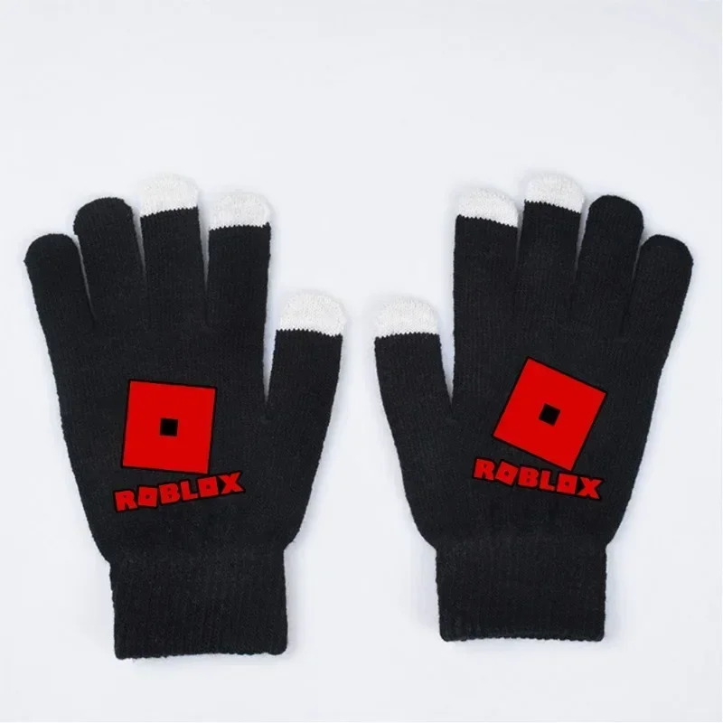 Roblox Game Anime Cartoon Peripheral Touch Screen Gloves Knitted Winter Warm All-Finger Anime Print Glove Gift