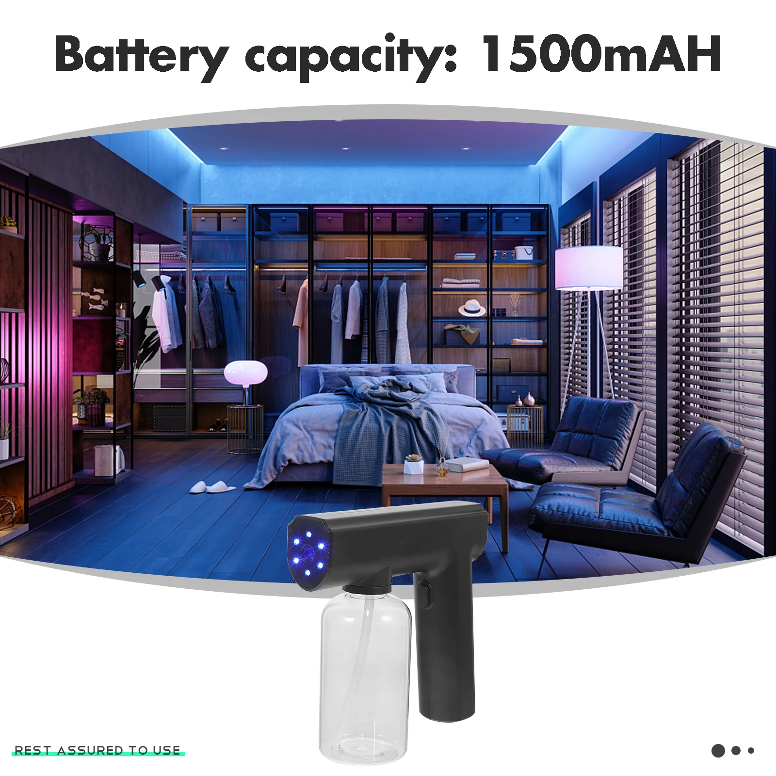

Portable H held Disinfection Sprayer Large Capacity Water Tank ABS Black Tool for Office School Use