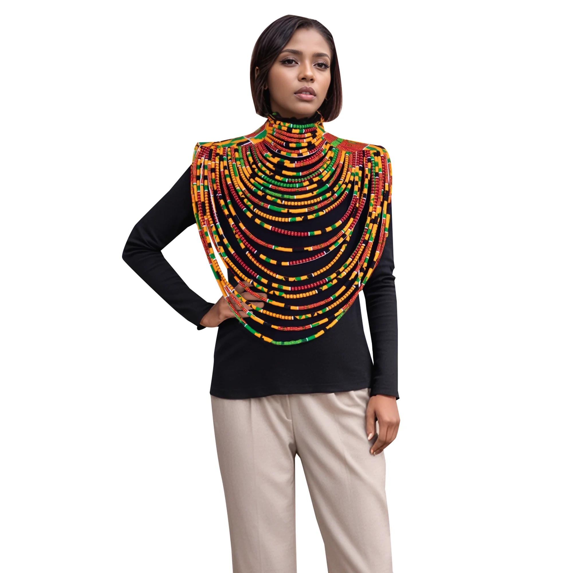 African Multi Strands Statement Choker Necklace Handmade Multi-layered Rope Necklaces wyb181