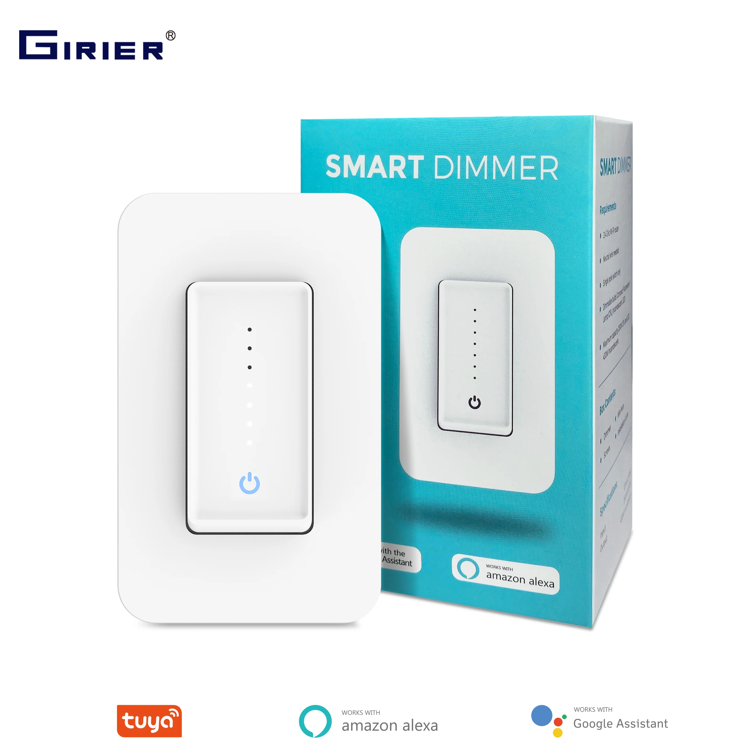 

GIRIER Smart Dimmer Light Switch US WiFi Switch for Dimmable Bulb 100-120V Works with Alexa Google Home Assistant Smart Life App