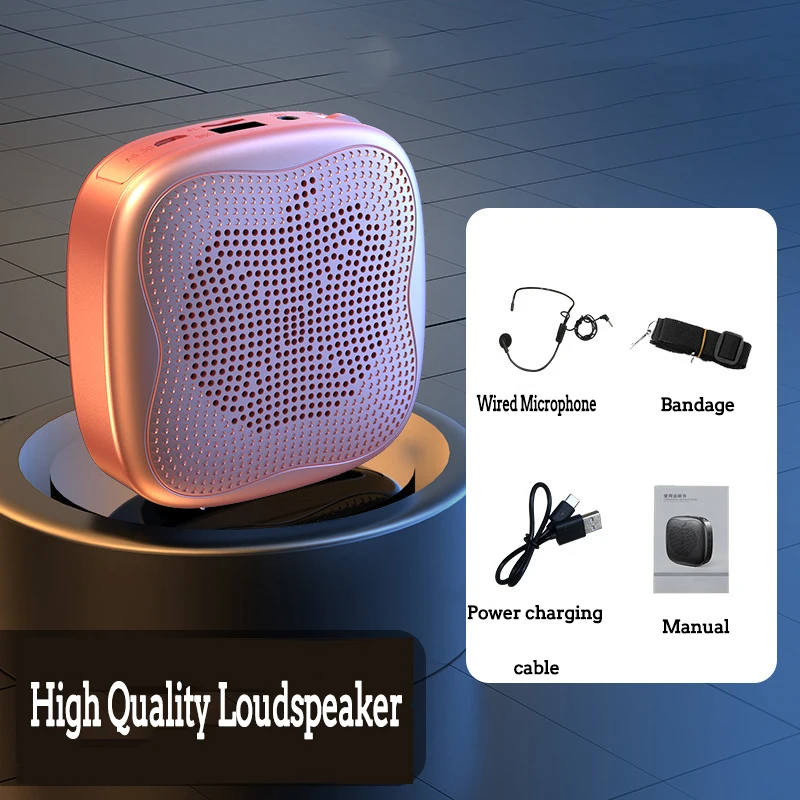 

Portable Voice Amplifier Megaphone Mini Audio Speaker With Microphone Rechargeable Ultralight Bluetooth Loudspeaker For Teachers