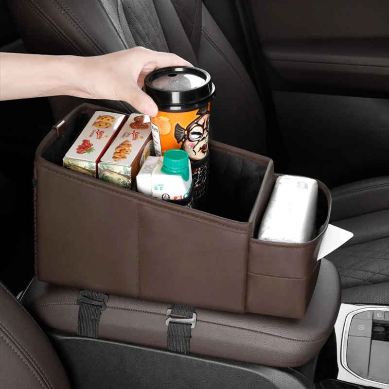 

1Pc Premium Car Armrest Storage Case Dual Cup Holder Tissue Slot Auto Interior Console Mat Suitable for BMW Toyota Honda Audi