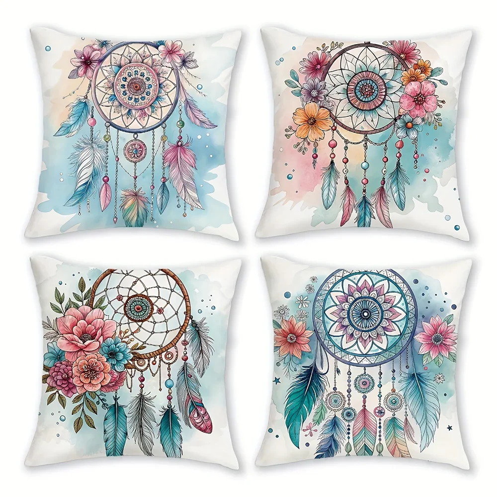 1/4pcs Boho Watercolor Dreamcatcher Throw Pillow Covers Home farmhouse outdoor decoration cushion cover