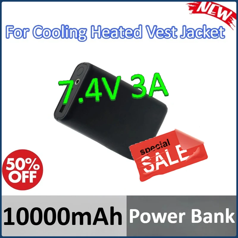 

7.4V 3A Power Bank Portable Charger External Battery Pack For Cooling Heated Vest Jacket For Xiaomi For iPhone 10000mAh