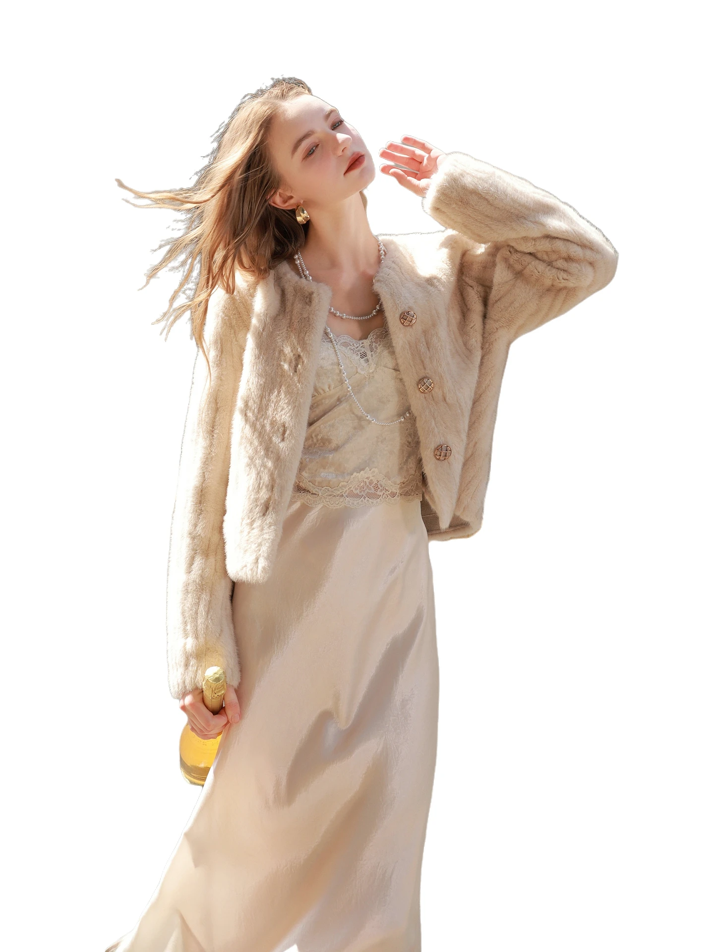 معطف فرو المنك الصناعي الجديد لشتاء 2025 للنساء، طراز قصير