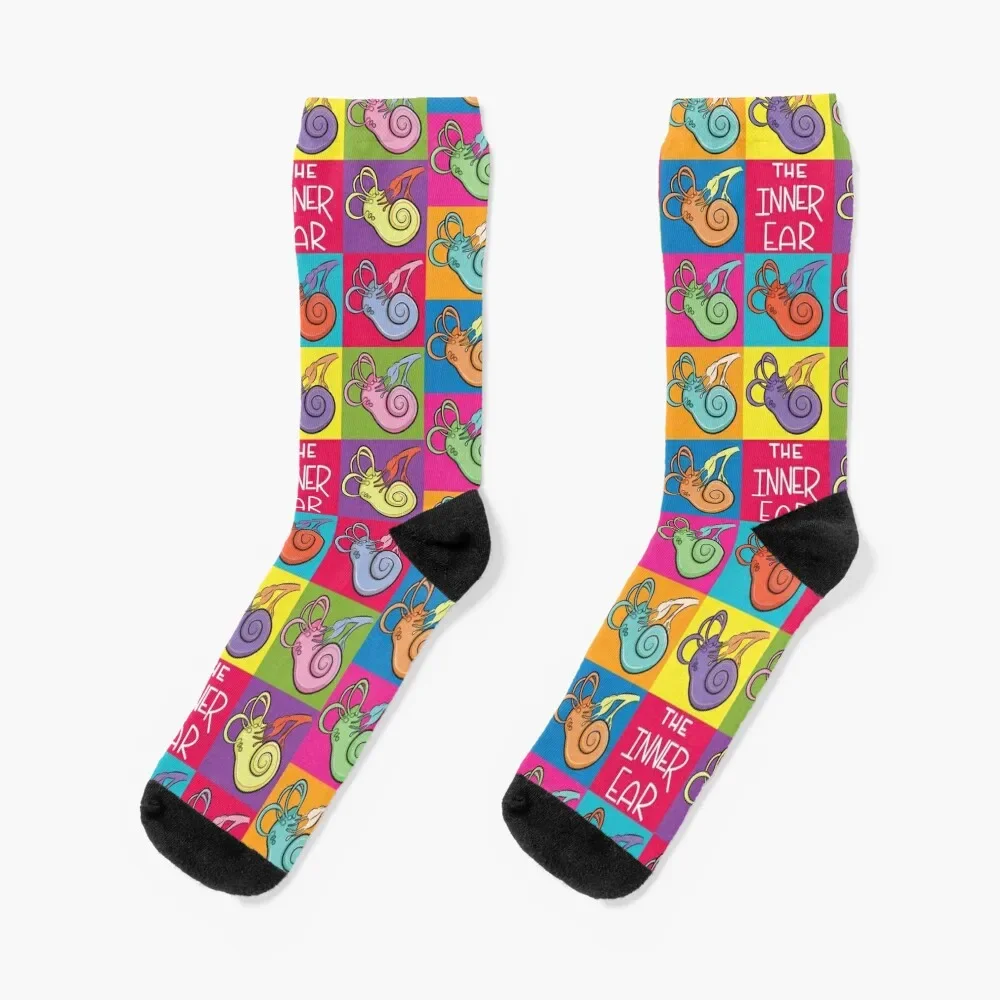 

Inner Ear Anatomy Colorful Illustration Socks floor soccer anti-slip Ladies Socks Men's